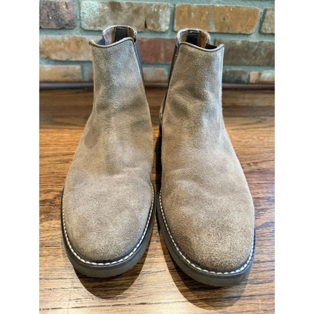 Clarks Collection Jaxen Chelsea Boots Mens 10.5 Taupe Suede Pull On Ankle Boot